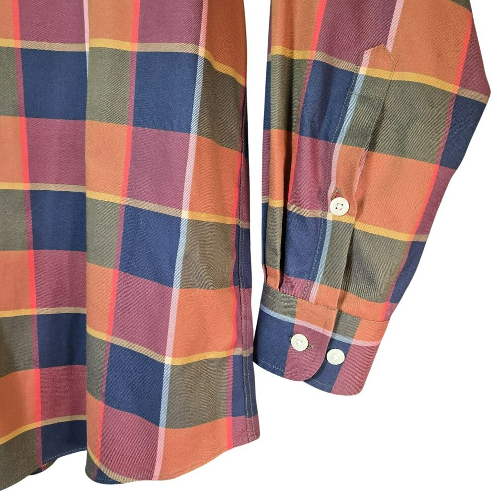 Orvis Mens Wrinkle-Free Madras Plaid Button-Down Shirt XL Vibrant Multicolor - Picture 2 of 12